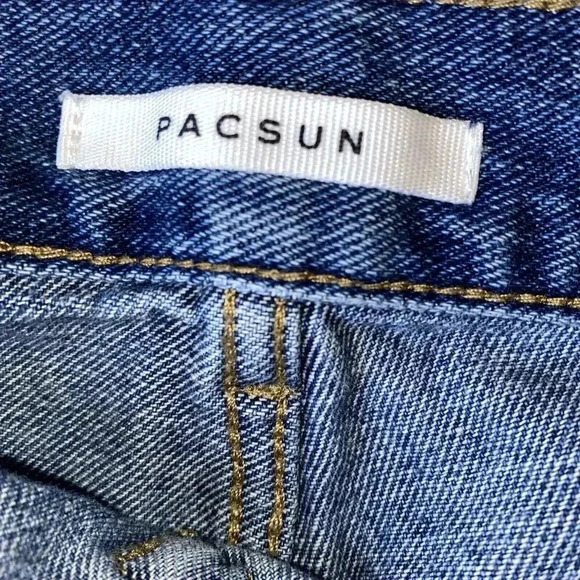 Pacsun Jean Womens 25 Blue Color Block Ultra High Rise Slim Button Fly Patch 90s - Picture 6 of 12